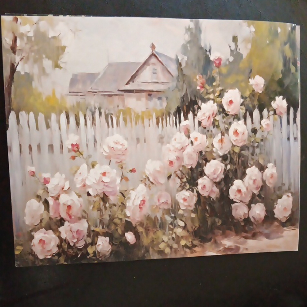Floral Garden Art Print - White and Green